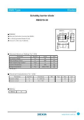 RB521S-30 Datasheet PDF KEXIN Industrial