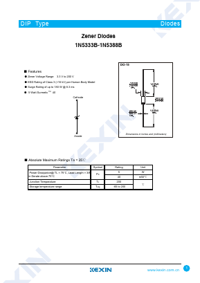 1N5338B Datasheet PDF KEXIN Industrial