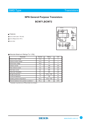 BCW72 Datasheet PDF KEXIN Industrial