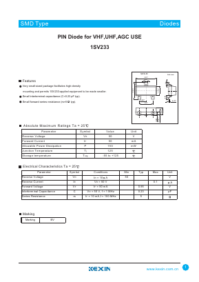 1SV233 Datasheet PDF KEXIN Industrial