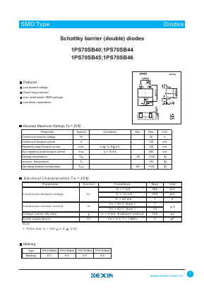 1PS70SB44 Datasheet PDF KEXIN Industrial