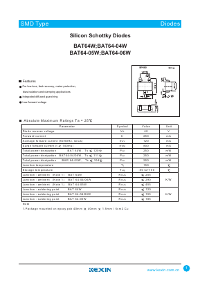 BAT64W Datasheet PDF KEXIN Industrial