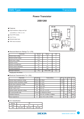 2SB1260 Datasheet PDF KEXIN Industrial