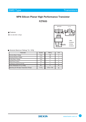 FZT653 Datasheet PDF KEXIN Industrial