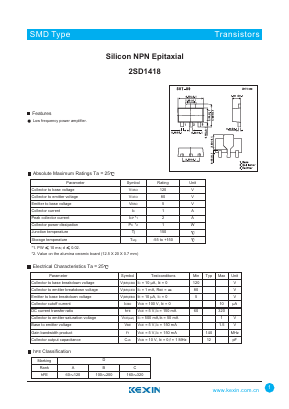 2SD1418 Datasheet PDF KEXIN Industrial