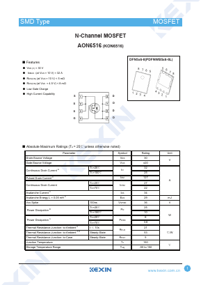 AON6516 Datasheet PDF KEXIN Industrial