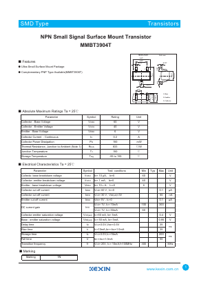 MMBT3904T Datasheet PDF KEXIN Industrial