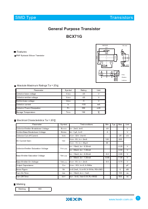 BCX71G Datasheet PDF KEXIN Industrial