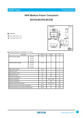 BCX55-10 Datasheet PDF KEXIN Industrial
