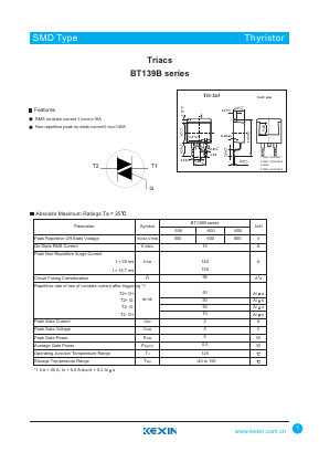 BT139B-600F Datasheet PDF KEXIN Industrial