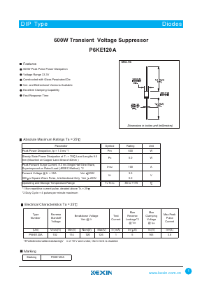 P6KE120A Datasheet PDF KEXIN Industrial