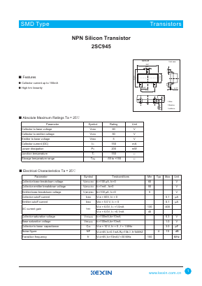 2SC945 Datasheet PDF KEXIN Industrial