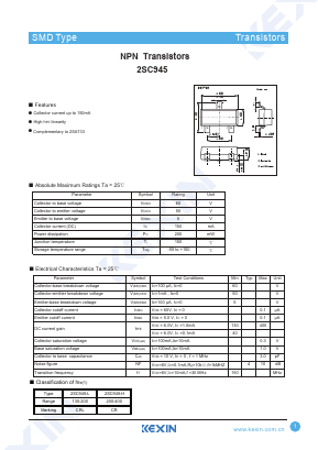 2SC945-H Datasheet PDF KEXIN Industrial
