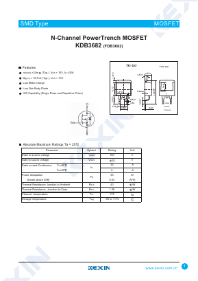 FDB3682 Datasheet PDF KEXIN Industrial
