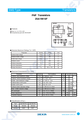 2SA1981SF-Y Datasheet PDF KEXIN Industrial