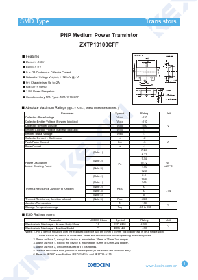 ZXTP19100CFF Datasheet PDF KEXIN Industrial
