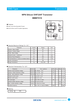MMBTH10 Datasheet PDF KEXIN Industrial
