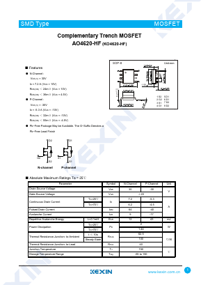 AO4620-HF Datasheet PDF KEXIN Industrial