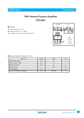 PZT4403 Datasheet PDF KEXIN Industrial