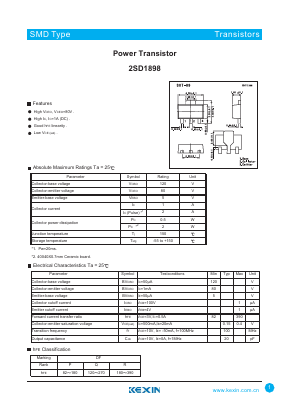 2SD1898 Datasheet PDF KEXIN Industrial