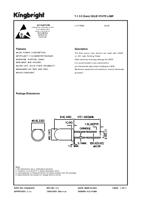 L-7113PBD Datasheet PDF Kingbright