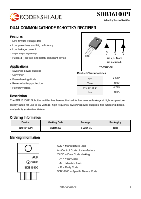 SDB16100PI Datasheet PDF Kodenshi Auk Co., LTD