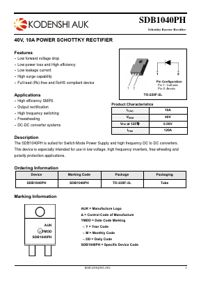 SDB1040PH Datasheet PDF Kodenshi Auk Co., LTD