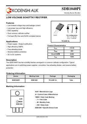 SDB1040PI-1 Datasheet PDF Kodenshi Auk Co., LTD