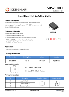 SDS2838EF Datasheet PDF Kodenshi Auk Co., LTD