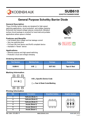 SUB610 Datasheet PDF Kodenshi Auk Co., LTD