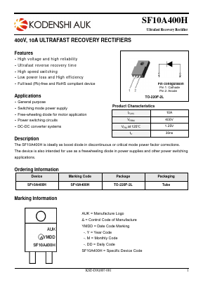SF10A400H-1 Datasheet PDF Kodenshi Auk Co., LTD