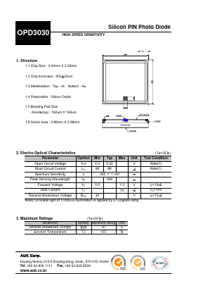 OPD3030 Datasheet PDF Kodenshi Auk Co., LTD