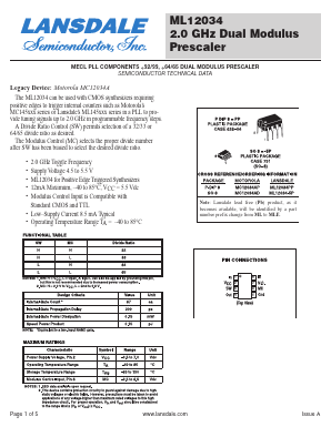 ML12034 Datasheet PDF LANSDALE Semiconductor Inc.