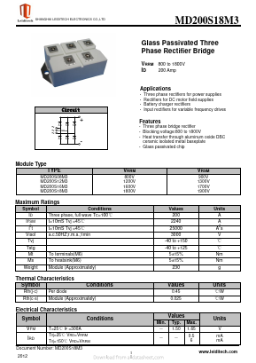 MD200S16M3 Datasheet PDF Shanghai Leiditech Electronic Technology Co., Ltd