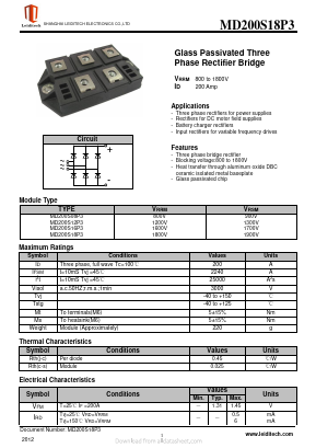 MD200S12P3 Datasheet PDF Shanghai Leiditech Electronic Technology Co., Ltd