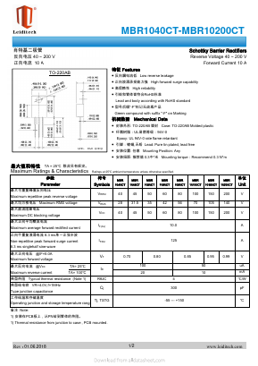 MBR1060CT Datasheet PDF Shanghai Leiditech Electronic Technology Co., Ltd