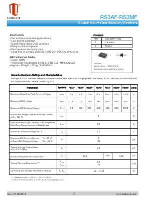 RS3AF Datasheet PDF Shanghai Leiditech Electronic Technology Co., Ltd