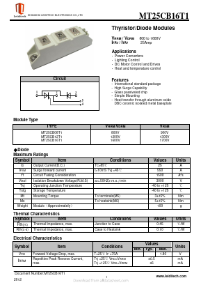 MT25CB16T1 Datasheet PDF Shanghai Leiditech Electronic Technology Co., Ltd