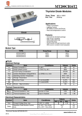 MT200CB08T2 Datasheet PDF Shanghai Leiditech Electronic Technology Co., Ltd