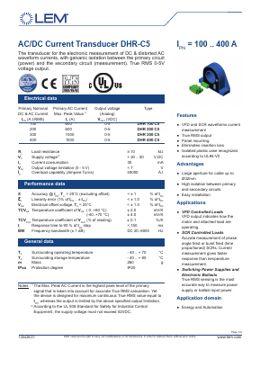 DHR400C5 Datasheet PDF LEM Industrial