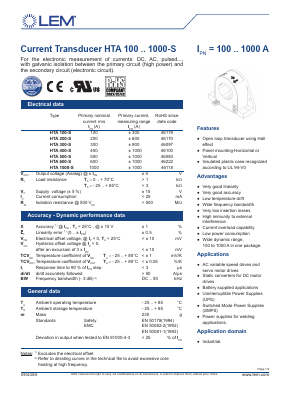 HTA400-S Datasheet PDF LEM Industrial