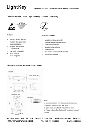 LD80011AUY Datasheet PDF LightKey Optoelectronics Ltd.