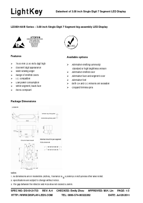 LD30014BD Datasheet PDF LightKey Optoelectronics Ltd.