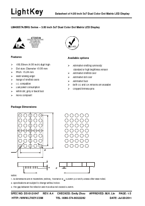 LM40057ARG Datasheet PDF LightKey Optoelectronics Ltd.