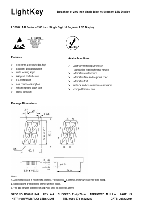 LD20011AUY Datasheet PDF LightKey Optoelectronics Ltd.