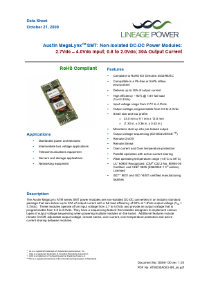ATM020A0X3-SR Datasheet PDF Lineage Power Corporation