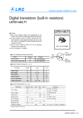LDTD114ELT1G Datasheet PDF Leshan Radio Company,Ltd