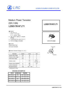 L2SD1781KQLT1G Datasheet PDF Leshan Radio Company,Ltd