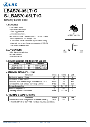 LBAS70-05LT1G Datasheet PDF Leshan Radio Company,Ltd