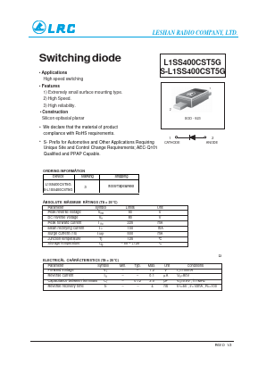 L1SS400CST5G Datasheet PDF Leshan Radio Company,Ltd